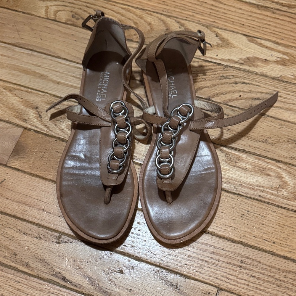 Michael Kors Tan Sandals with Silver Rings